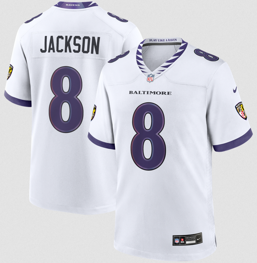 Men Baltimore Ravens #8 Jackson white Nike 2026 NFL Jersey 052200